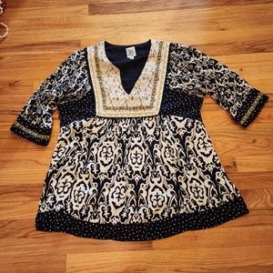 Ivy Jane Embroidered Lace 3/4 Sleeve Tunic M